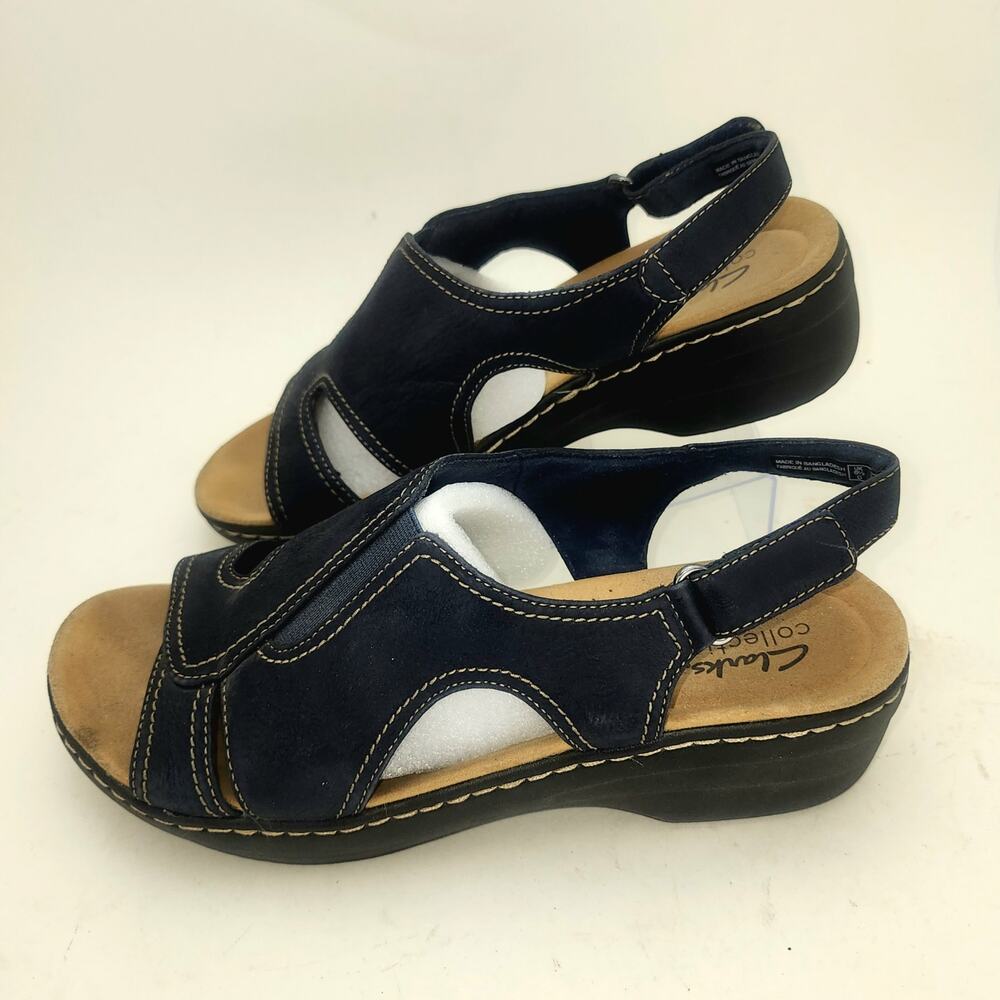 Clarks Merliah Style Blue Leather Sandal US SIZE 9-M (1633) Slingback wedge